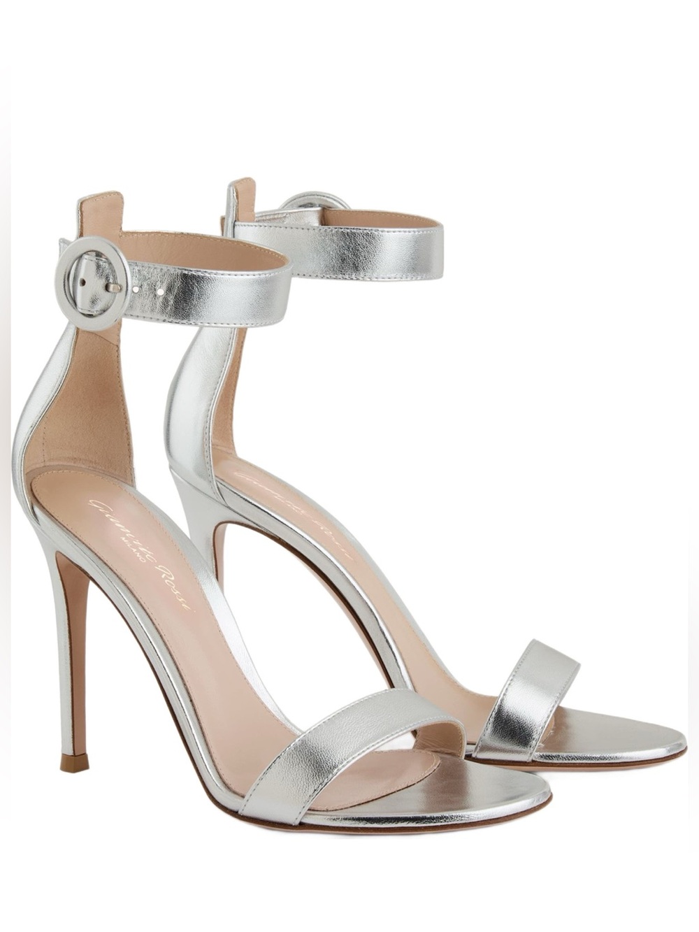 Gianvito Rossi Portofino Silver 105 Leather Sandals NWT Size 39.5 IT